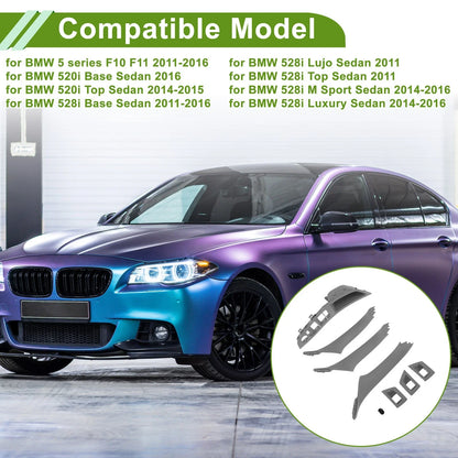 Door Panel Handle Pull Trim Cover for BMW 5 Series Gray (2011-2016)