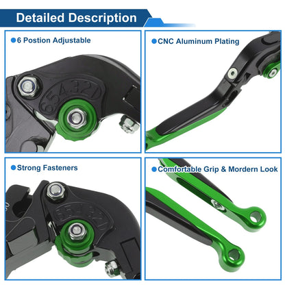 Adjustable Brake Clutch Levers for Kawasaki Z650RS (2022) Black Green
