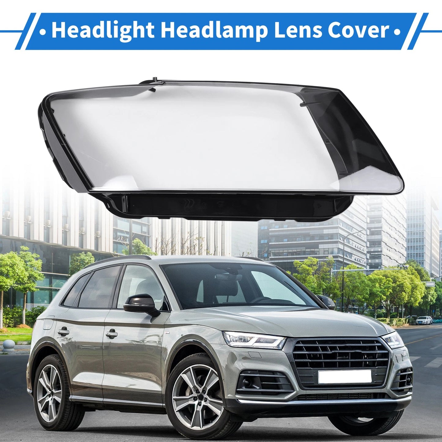 1 Pc Headlight Lens Cover for Audi Q5 (2009–2012) Black
