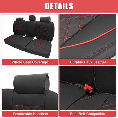Car Rear Seat Covers Protectors for Dodge Ram Black Red 3 x Pieces