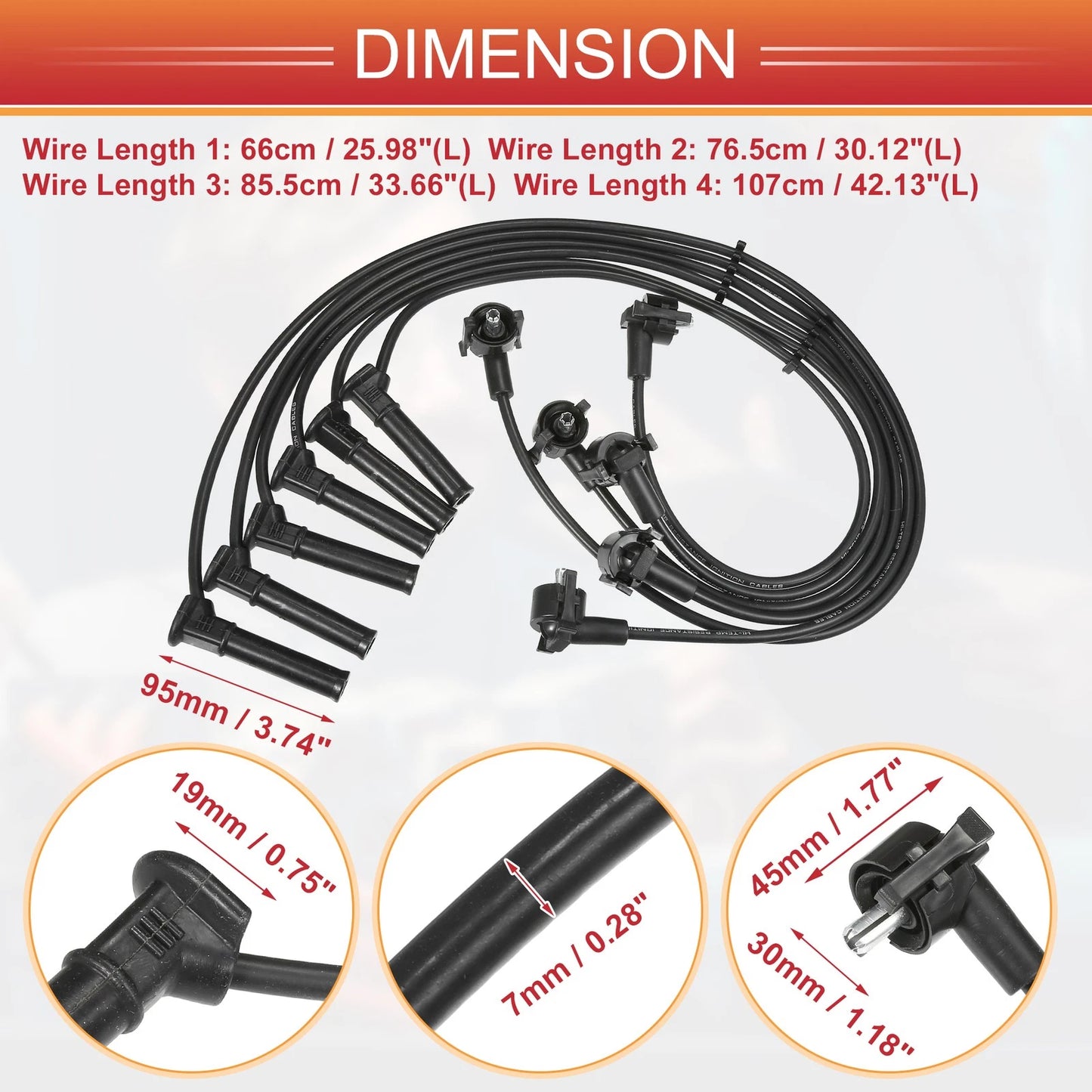 6X Spark Plug Wire Ignition Coil Cable No. 1U2Z12259JB for Ford Explorer (2002–2005)