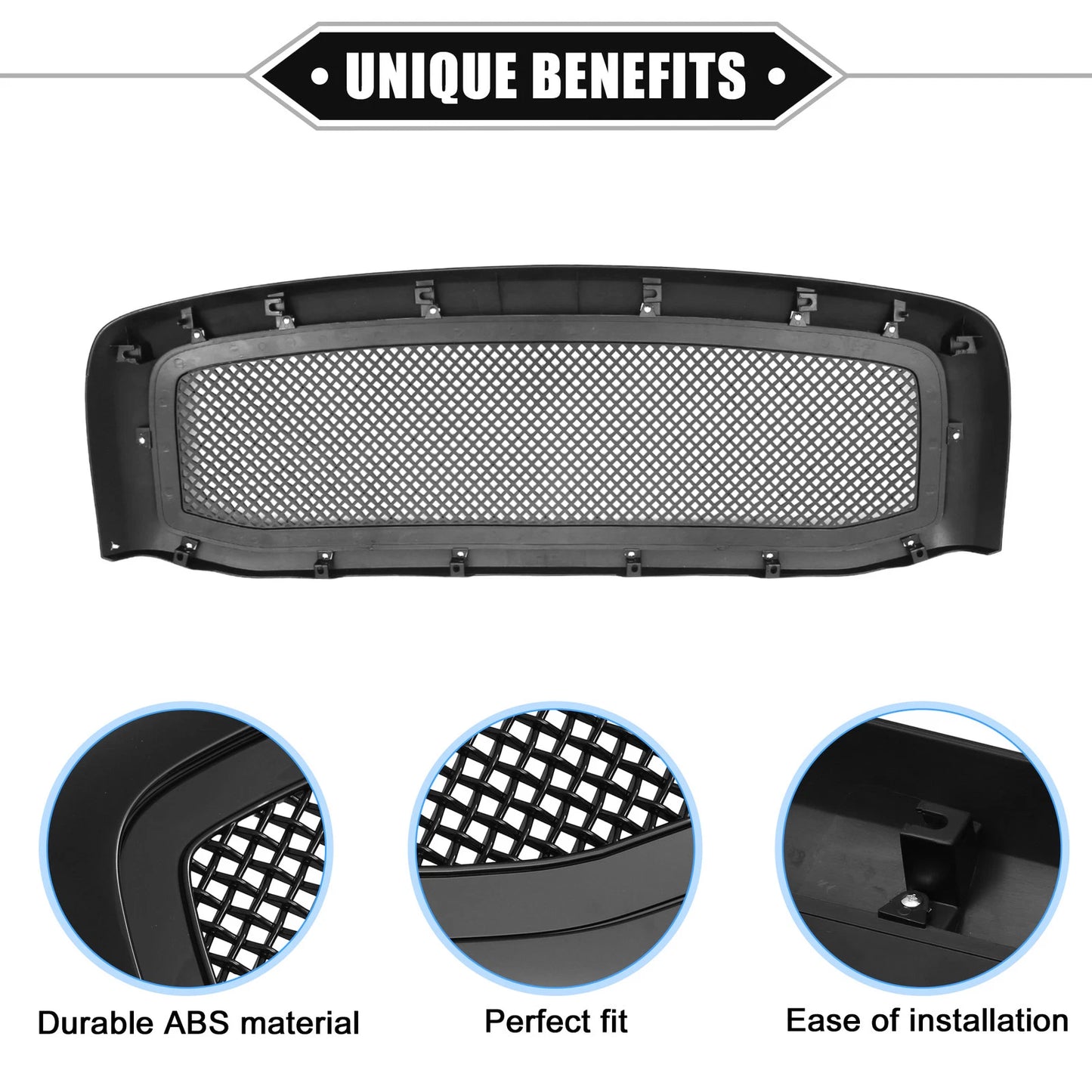 Front Grille Assembly for Dodge Ram 3500 (2006–2009) Gloss Black