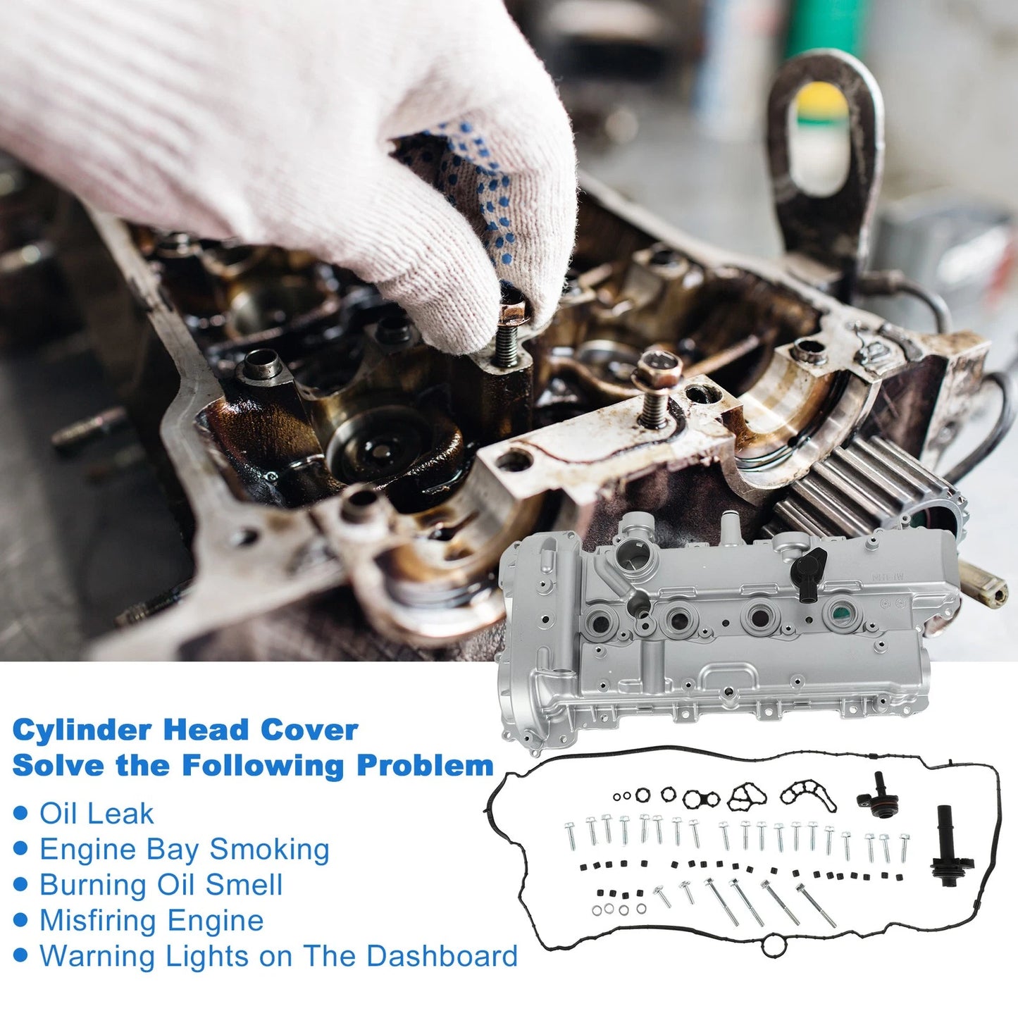 Front Engine Valve Cover w/ Gasket No. 25201395 for Chevrolet Malibu (2013–2022)