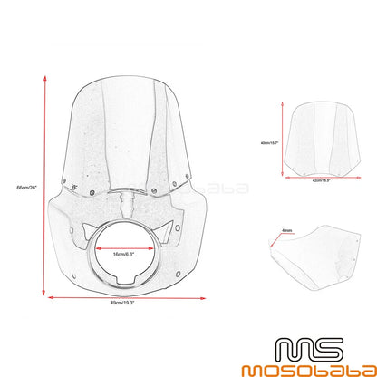 Detachable Headlight Fairing Windshield for Harley-Davidson Dyna