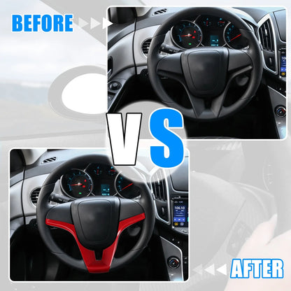 Red ABS Plastic Steering Wheel Cover Trim for Chevrolet Cruze (2010-2015)