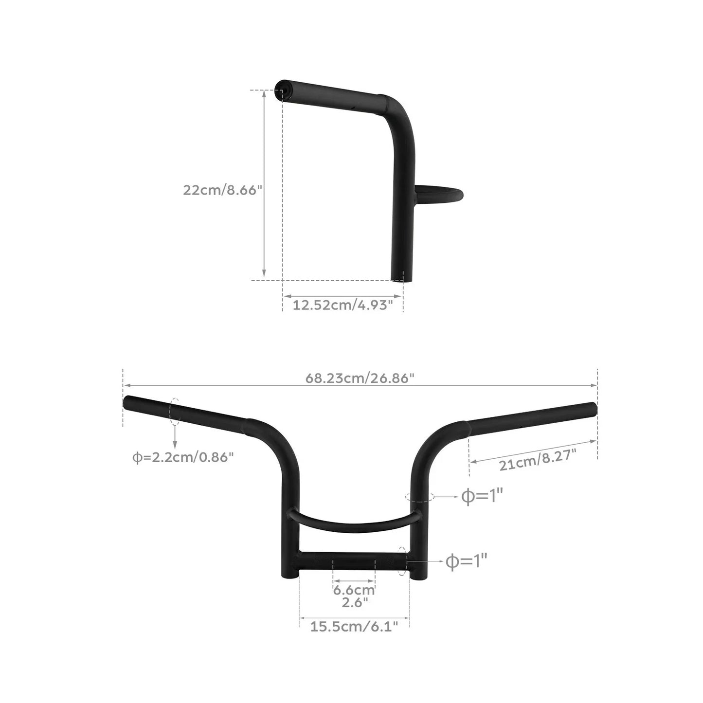 Black Ape Hanger Handlebar for Honda Rebel 300 CMX300 (2017-2024)