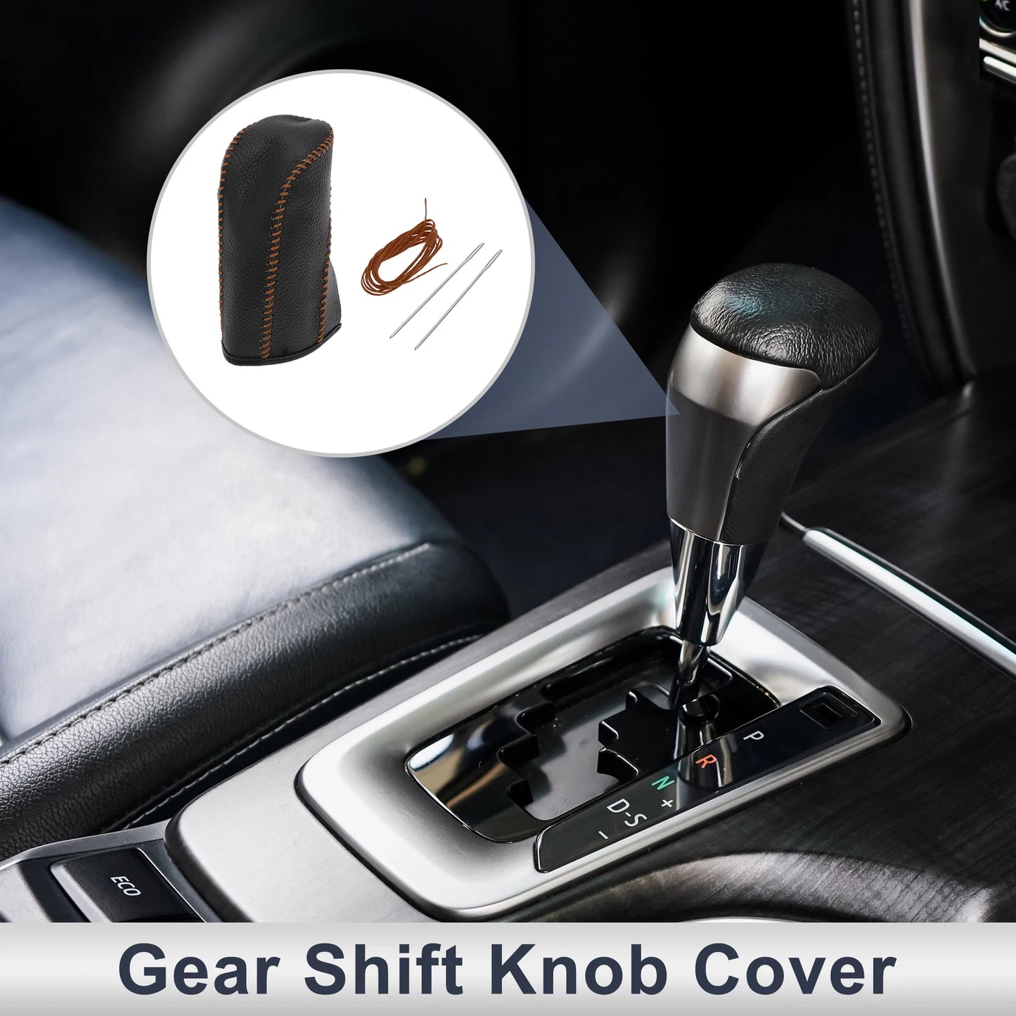 1 Pc Gear Shift Knob Cover for Nissan Tiida (2004-2012) Pebbled Black Brown
