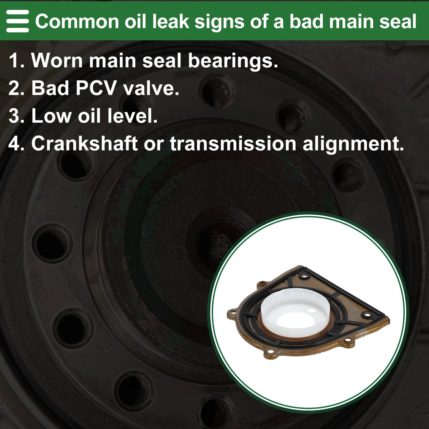 1 Pc Crankshaft Oil Seal with Flange for Ford Escape (2005–2008, 2017–2019) No. 1S7Z6K301AA