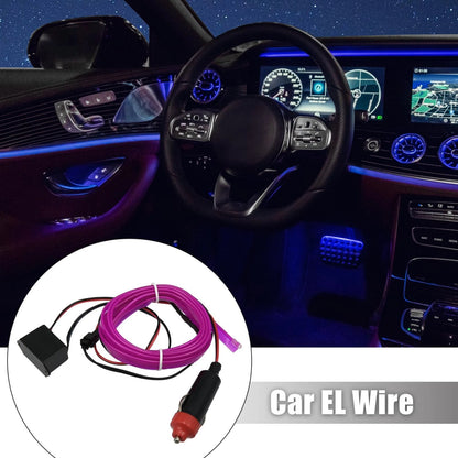 2M Neon EL Wire String Strip Tube Purple Light for Car Interior