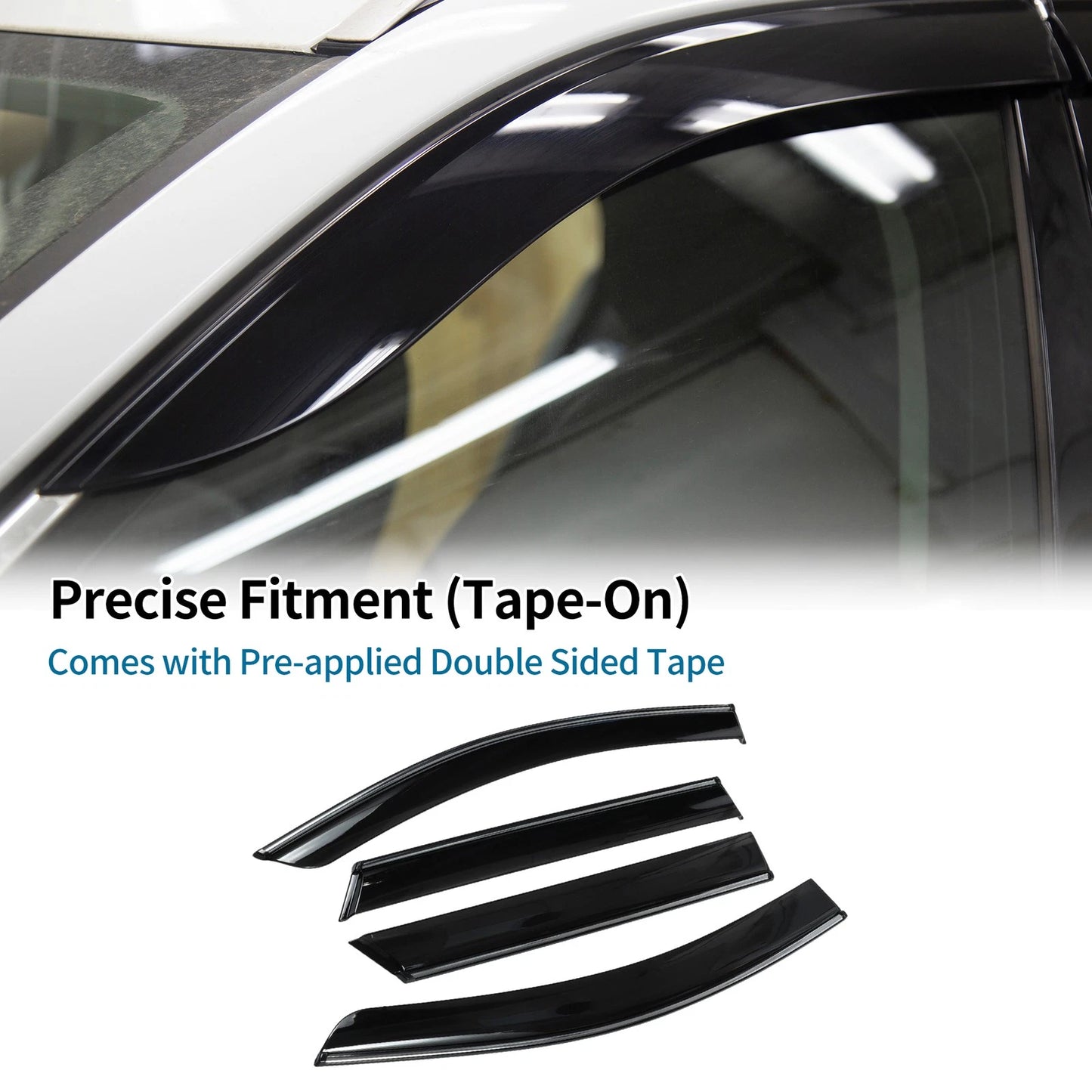 Set of 4 Window Deflectors for Toyota bZ4X (2023) - Side Vent Visors Black