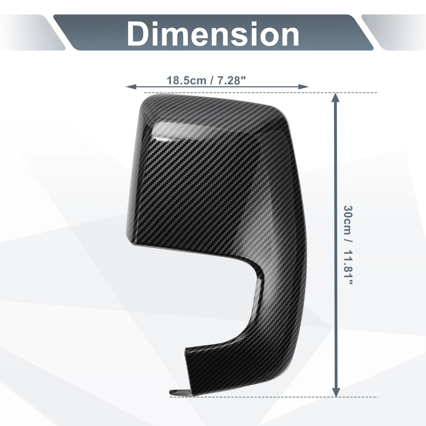 Set of 2 Rearview Mirror Cover Caps Black Carbon Fiber for Ford Transit Custom (2014–2023)