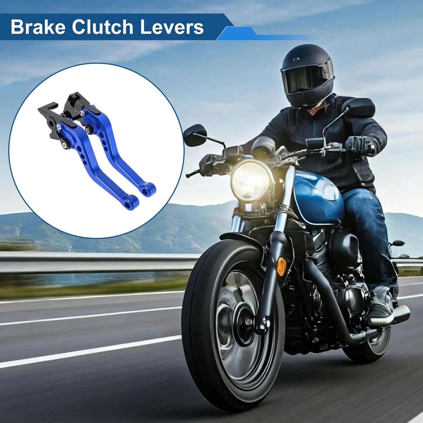 6-Speed Adjustable Brake Clutch Levers for Kawasaki EX250 (2008–2012) Blue