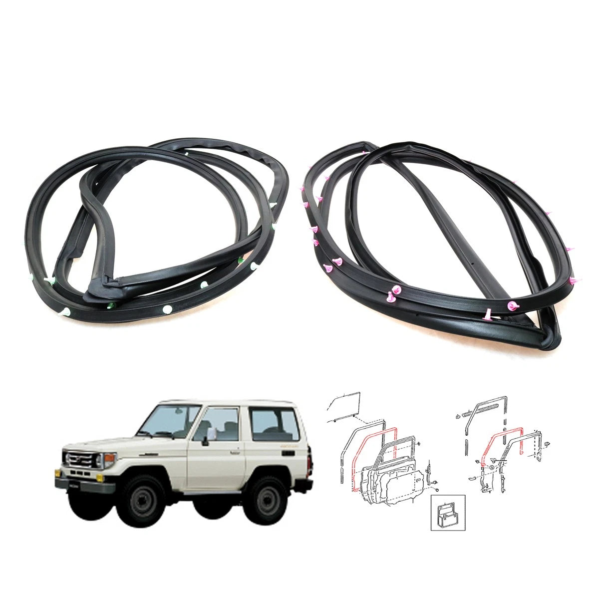 Weatherstrip Set for Toyota Land Cruiser Pickup (FZJ71, GRJ78, GRJ79, VDJ78)