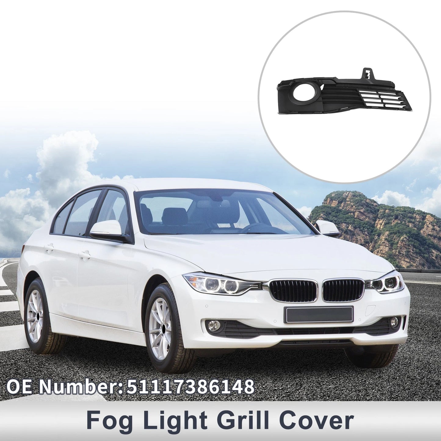1 Pc Front Right Fog Light Grill for BMW 3 Series (2015-2019)