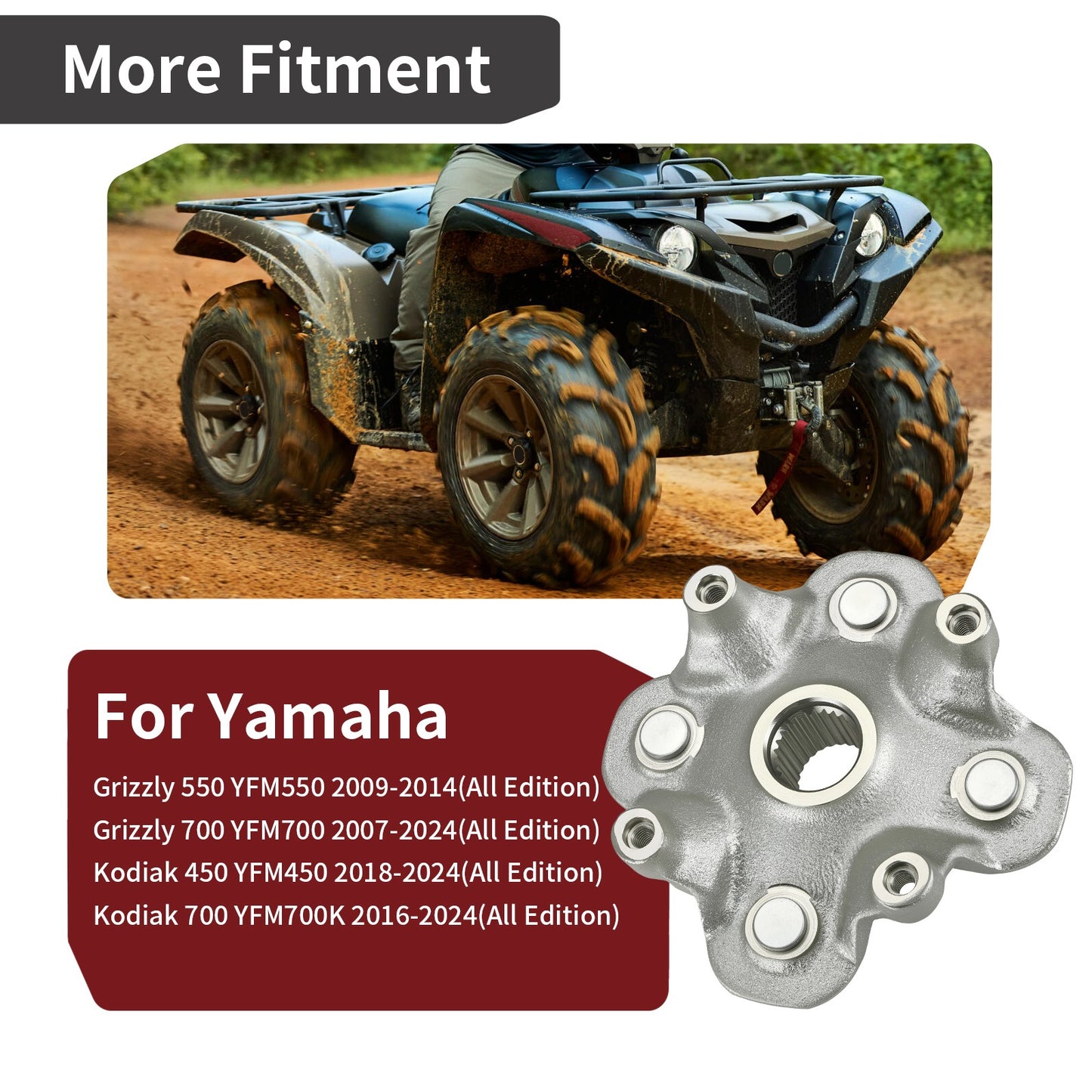Front Rear Wheel Hub for Yamaha Kodiak 700 (2016–2024)