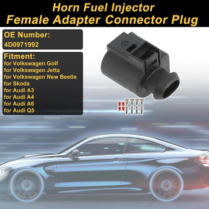 2 Pin Horn Fuel Injector Connector Plug for Volkswagen Golf (1999–2006)