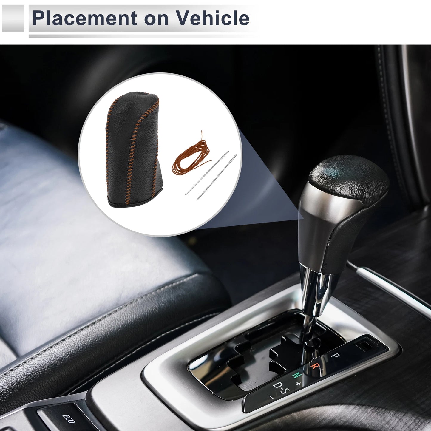 1 Pc Gear Shift Knob Cover for Nissan Tiida (2004-2012) Pebbled Black Brown