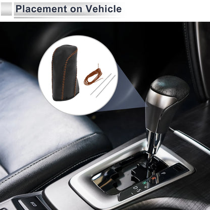 1 Pc Gear Shift Knob Cover for Nissan Tiida (2004-2012) Pebbled Black Brown