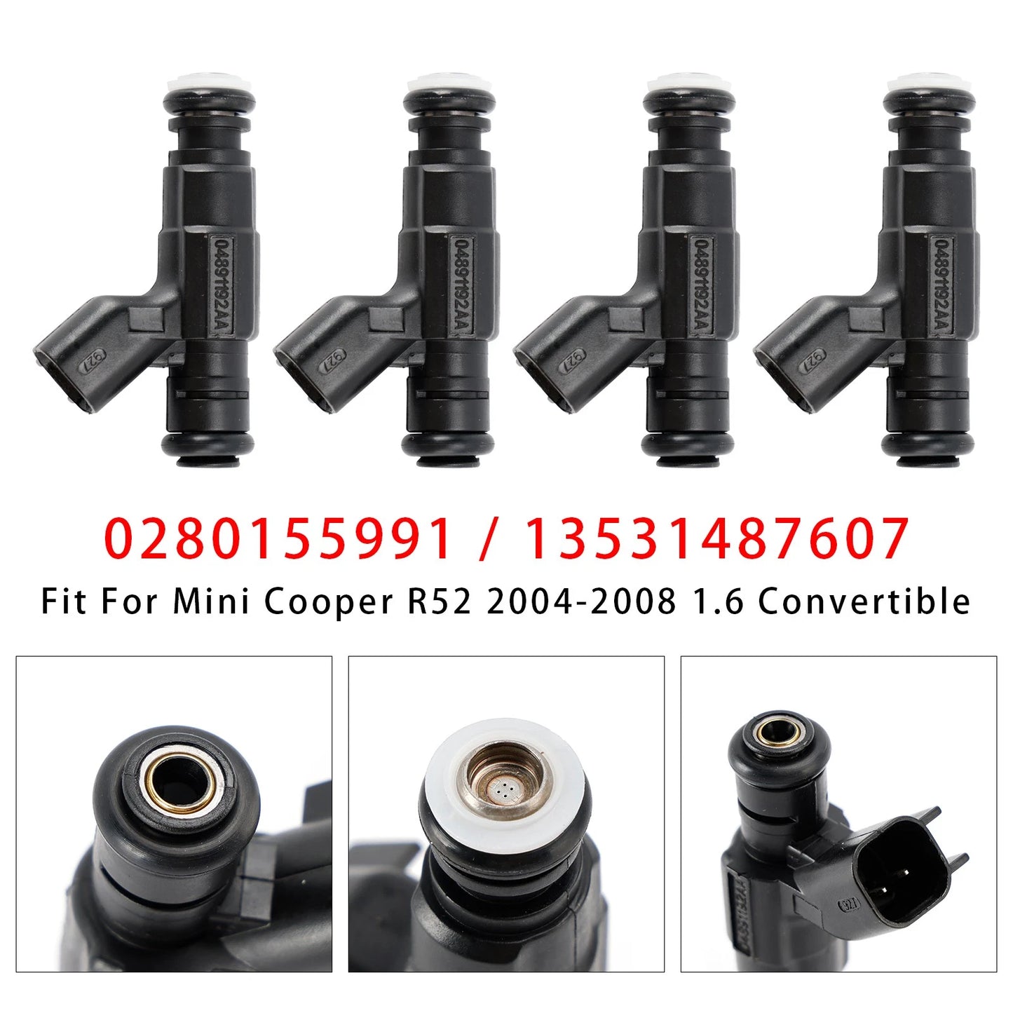 Set of 4 Fuel Injectors for Mini Cooper One R50 R53 (2001–2006) 0280155991