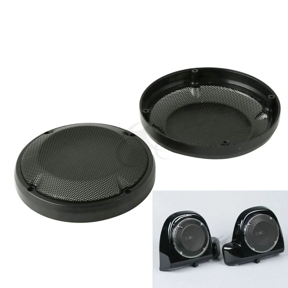 6.5" Black Lower Vented Speaker Grills for Harley Touring (1983-2024)