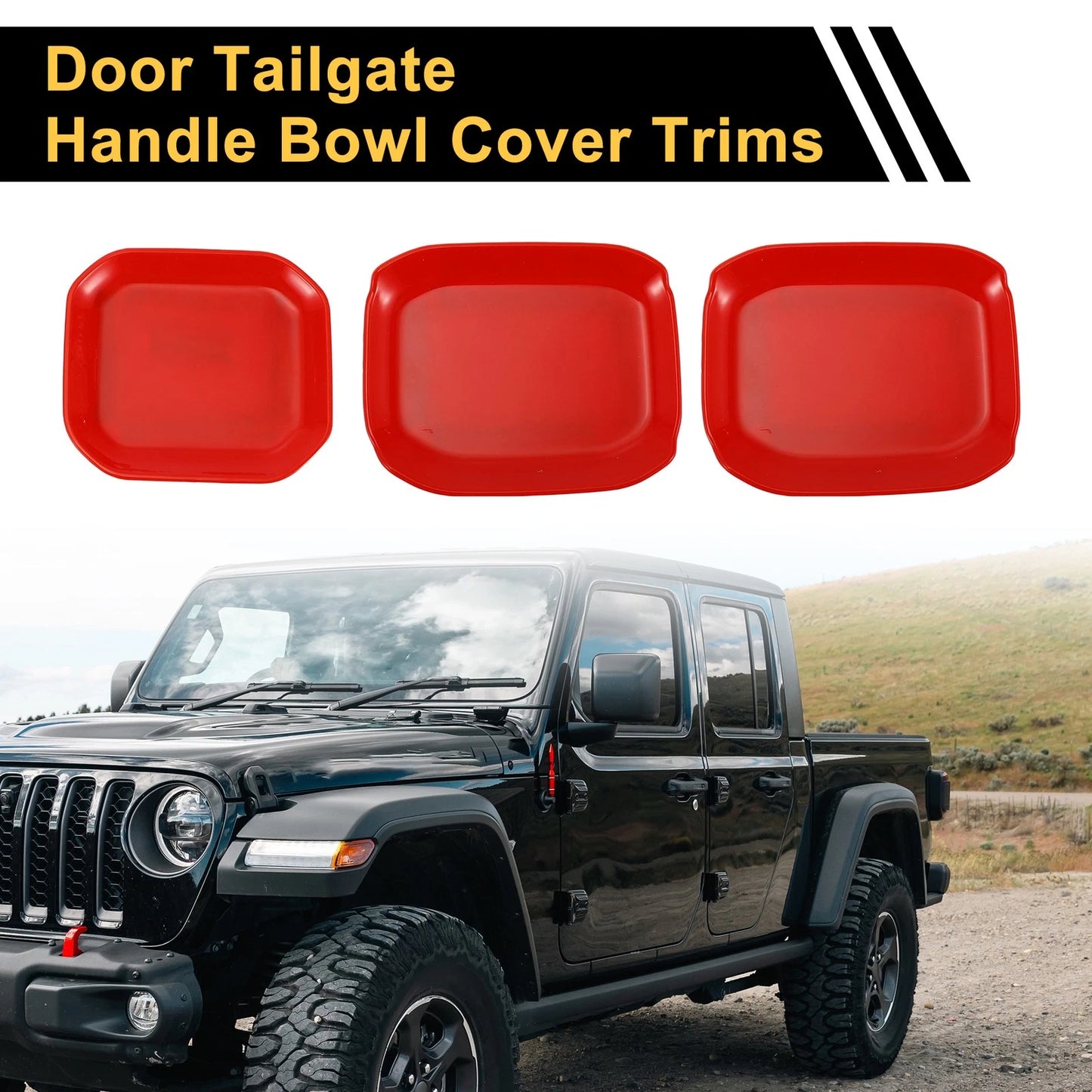 Set of 4 Exterior Door Handle Bowl Cover Trims for Jeep Gladiator JT (2020–2024) Red