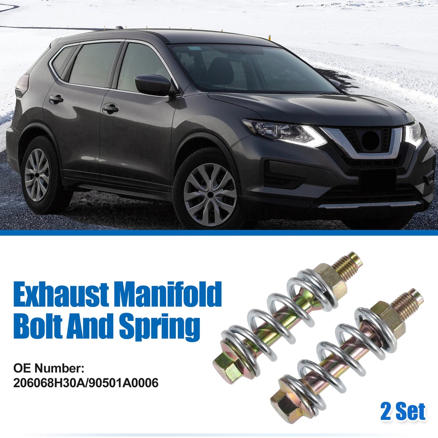 Set of 2 Exhaust Manifold Bolt Nut Spring Repair Kit for Toyota (No. 206068H30A)