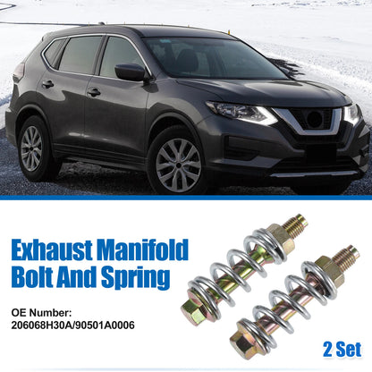 Set of 2 Exhaust Manifold Bolt Nut Spring Repair Kit for Toyota (No. 206068H30A)
