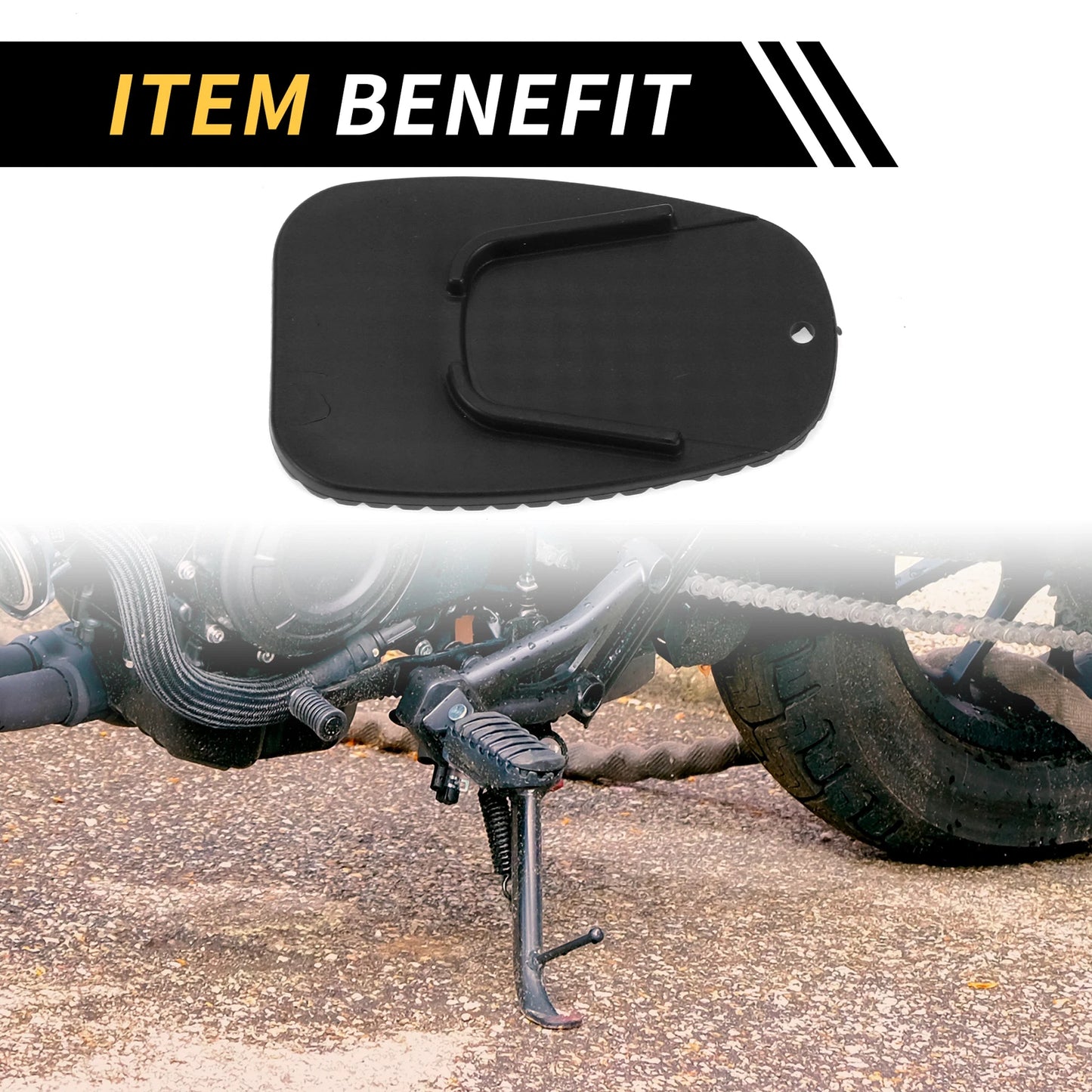 Set of 2 Universal Motorcycle Kickstand Pads Black 3.54"x2.36"