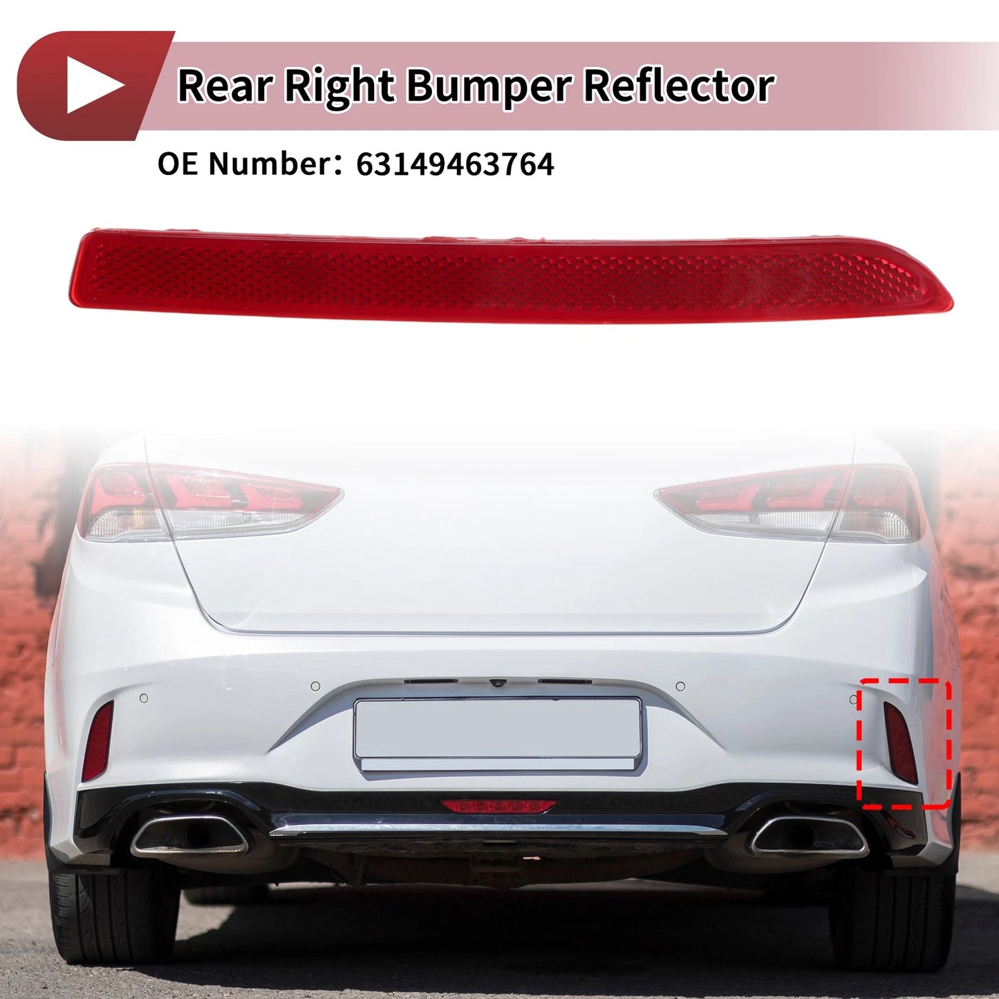 Rear Right Bumper Reflector No. 63149463764 for BMW 530i (2021–2023)