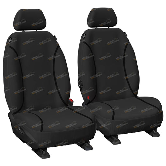 Front / Heavy Duty Black Canvas / Car Seat Covers for Toyota Hilux (2005–2015)