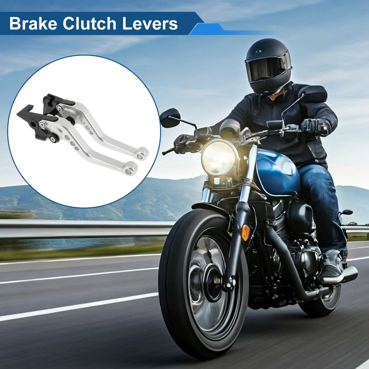 Short Brake Clutch Levers for Yamaha FZ6R (2009–2017) - Silver Tone, 1 Pair