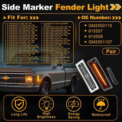 Side Marker Fender Light GM2550115 for Chevrolet Blazer (1987–1991)