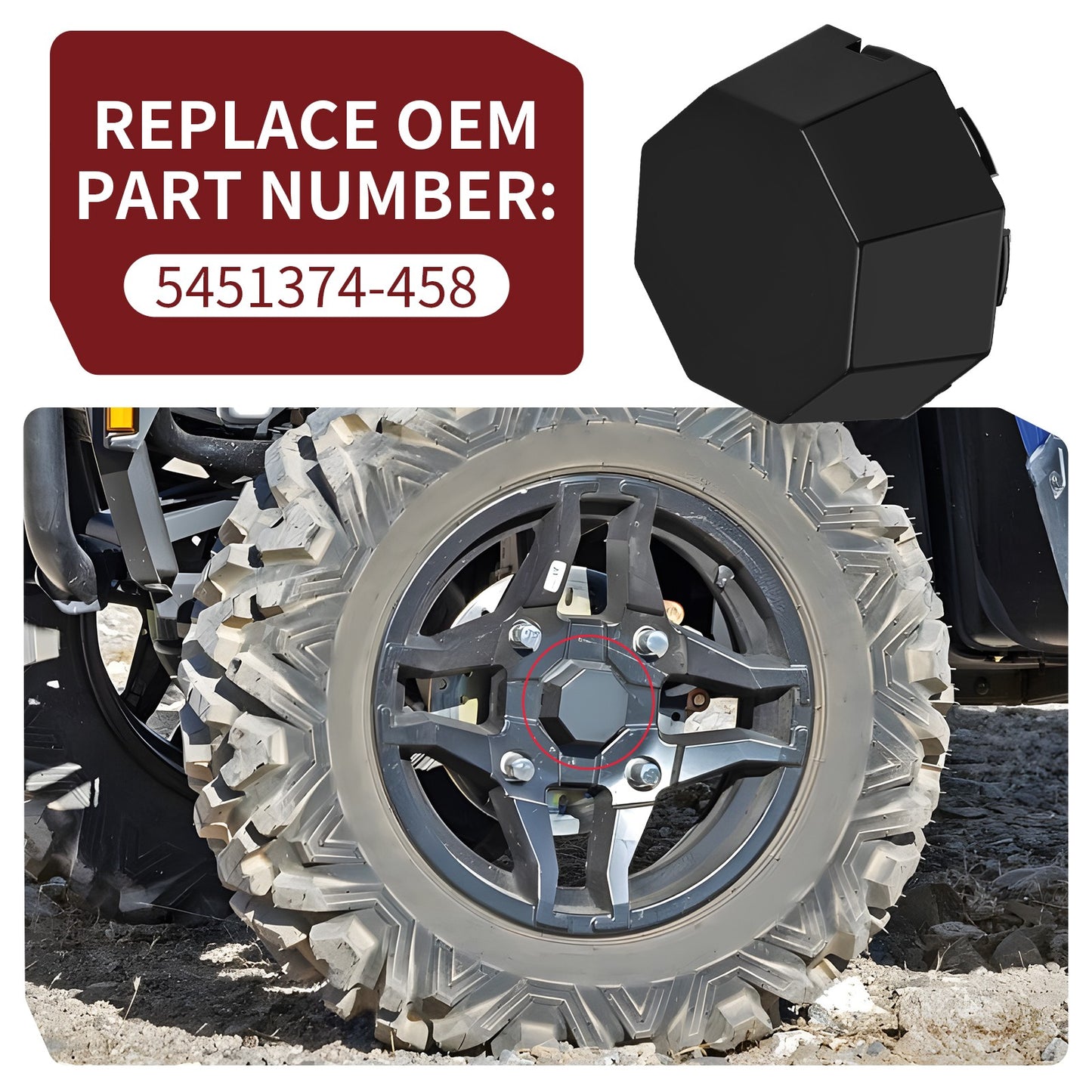 Set of 4 Matte Black Hub Cap Covers for Polaris Sportsman 570 (2015–2025)
