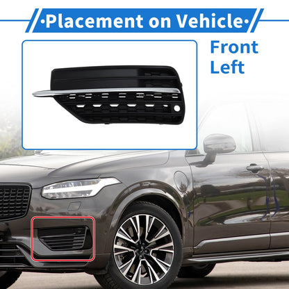 Front Bumper Fog Light Cover No. 31383044 for Volvo XC90 (2016–2023) Black Silver Tone