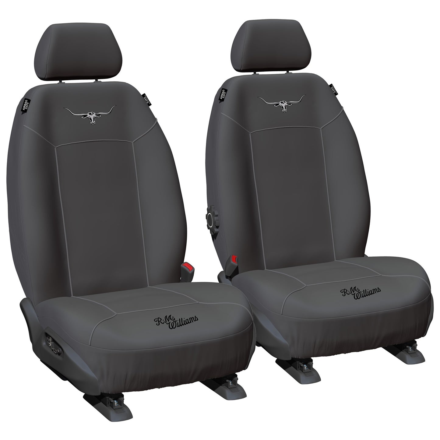 Set of 2 Grey Canvas Front Car Seat Covers for Universal Fit