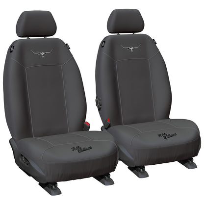 Set of 2 Grey Canvas Front Car Seat Covers for Universal Fit