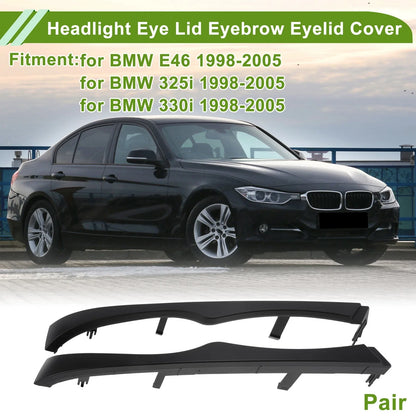 Headlight Eyebrow Headlamp Eyelid Covers for BMW E46 (1998-2006)