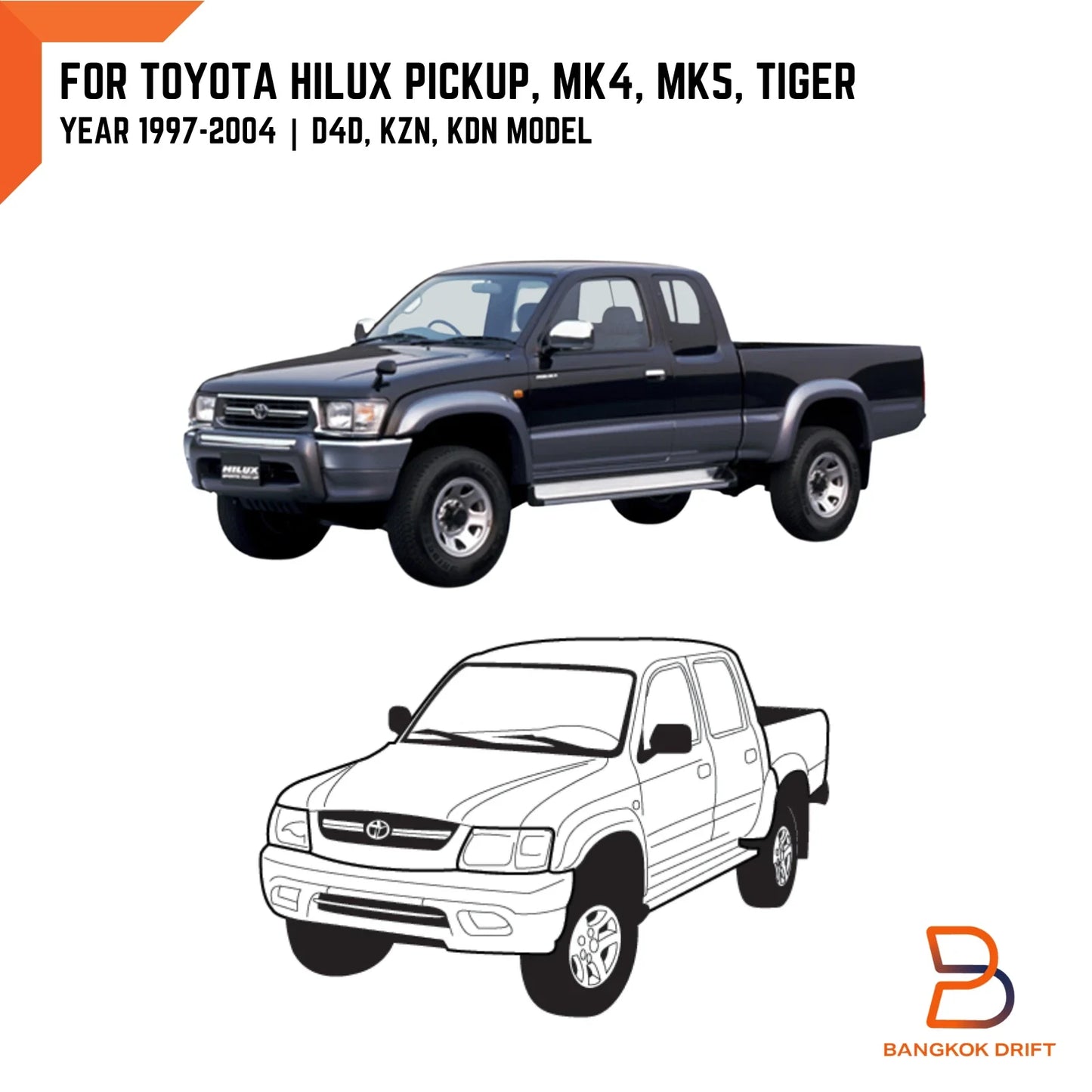 RH Grey Inner Front Door Handle for Toyota Hilux Ute (1997-2004)