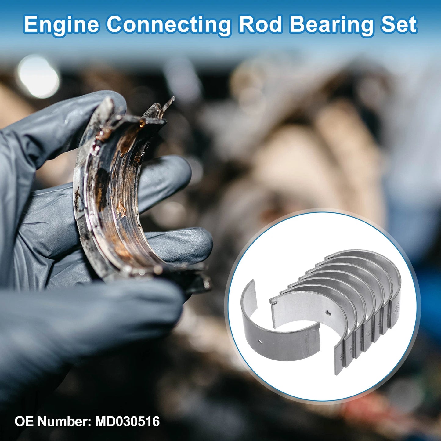 Set of 8 Connecting Rod Bearings for Mitsubishi (MD030516)