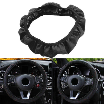 Black Microfiber Leather Steering Wheel Cover 15" for SUV (Universal)