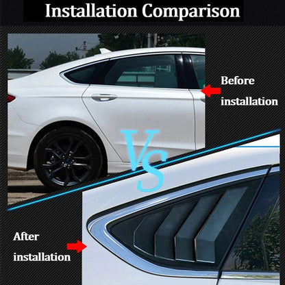 2x Gloss Black Rear Side Louvers Cover for Ford Fusion Mondeo (2013–2022)