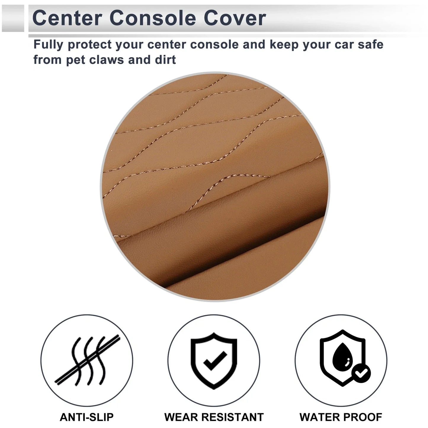 Center Console Cover with Storage Bag for BMW 5 Series (2011-2017) Light Brown