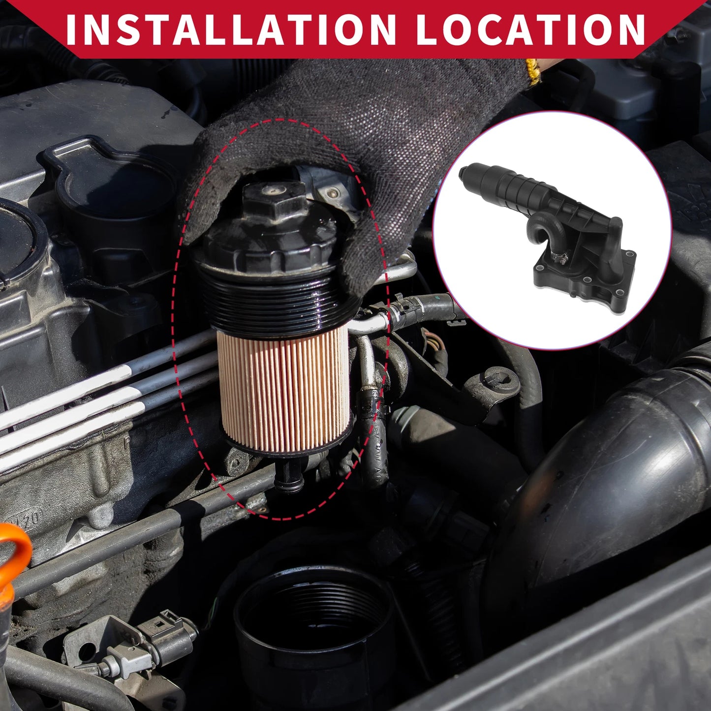 Engine Oil Filter Base Housing Assembly for Mercedes-Benz C250 (2012–2015) No.2711801410