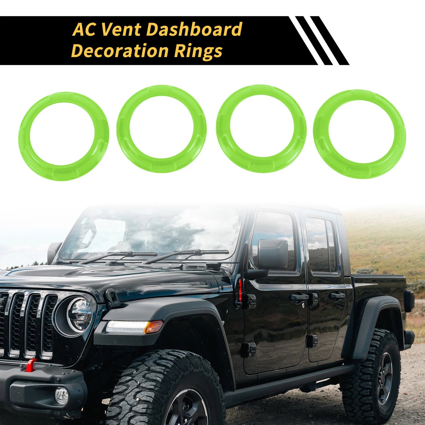 AC Vent Dashboard Decoration Rings for Jeep Wrangler JK JKU (2011–2017) Light Green