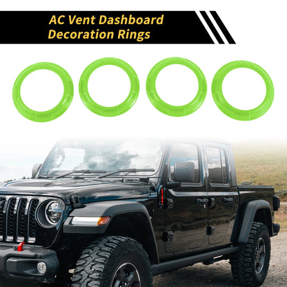 AC Vent Dashboard Decoration Rings for Jeep Wrangler JK JKU (2011–2017) Light Green