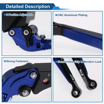 Adjustable Brake Clutch Levers for Kawasaki Z1000SX (2011–2023) Blue Black