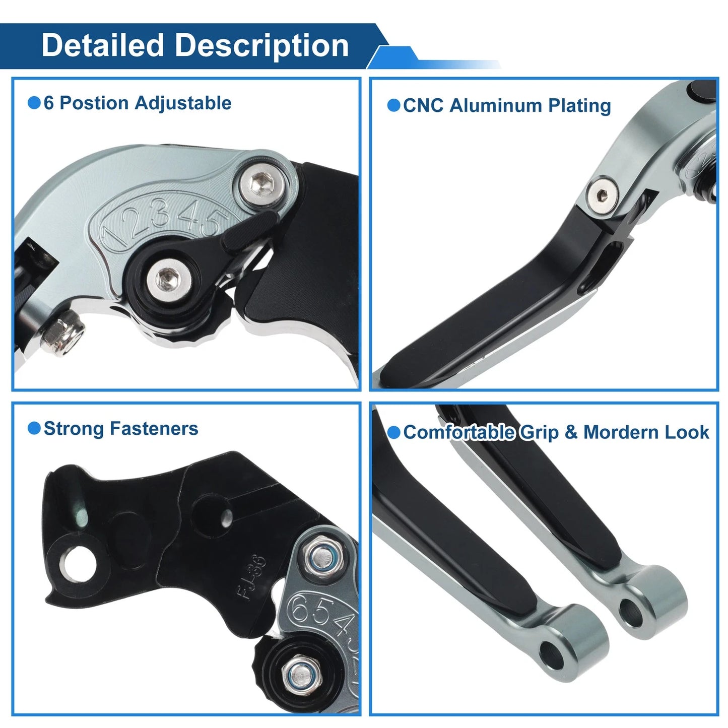 Brake Clutch Levers for KTM 390 Duke (2019–2023) 1 Pair Titanium Head Black