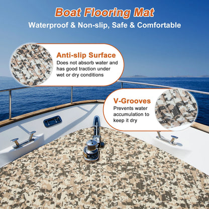 Self-Adhesive Boat Flooring Strip for 96" L x 16" W (EVA Camo Brown)
