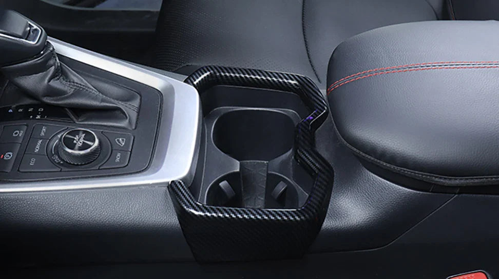 Carbon Fiber Inner Water Cup Holder Frame Cover Trim for Toyota RAV4 (2019–2023)