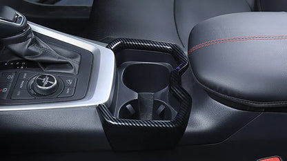 Carbon Fiber Inner Water Cup Holder Frame Cover Trim for Toyota RAV4 (2019–2023)